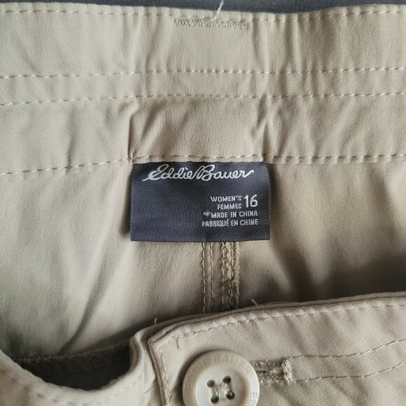 Eddie Bauer Capri Pants Womens 16 Tan Brown Rainier UV Protection Water Repel - Picture 8 of 13